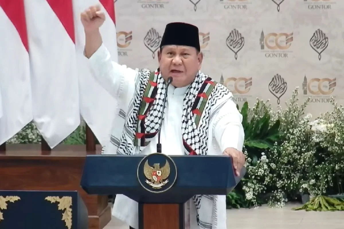 Di Gontor, Prabowo Teriakkan "Free Palestine"